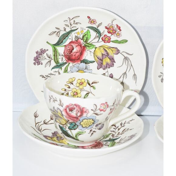 Copeland Spode Gainsborough Marlborough Tea Cup and Saucer Plates - 6pc set - Picture 2 of 15